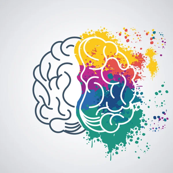 Brain power template with colors splashing — Stock Vector