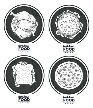 Taze yerel yemek mektupları, lezzetli fast food seti.