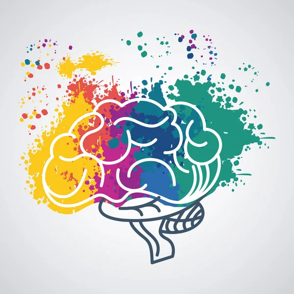 Plantilla de energía cerebral con salpicaduras de colores de pintura — Vector de stock