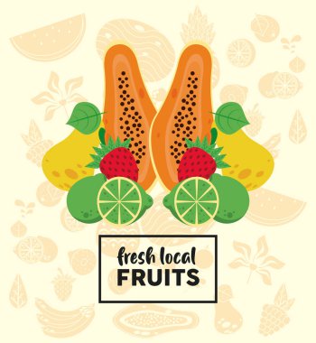 Papaya ve meyveli taze yerel meyveler.