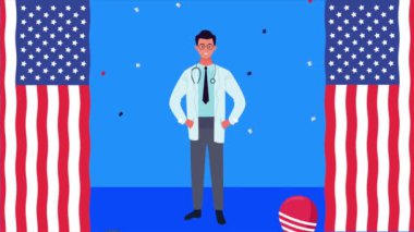 Balonlarda bayrak, helyum ve doktor bayrağıyla mutlu doğum günü kutlamaları.