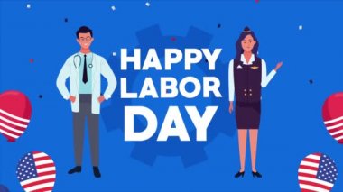 Amerikan bayrağıyla balonlarda doğum günün kutlu olsun. Helyum, doktor ve hostesle birlikte.