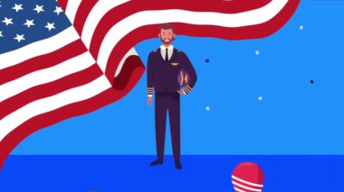 Balonlu Amerikan bayrağı Helyum ve pilot bayrağıyla mutlu doğum günü kutlamaları.
