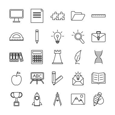 Yirmi beş deste okul malzemesi.