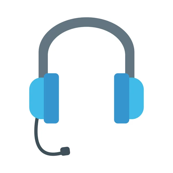 Fone de ouvido ícone de estilo plano áudio dispositivo —  Vetores de Stock