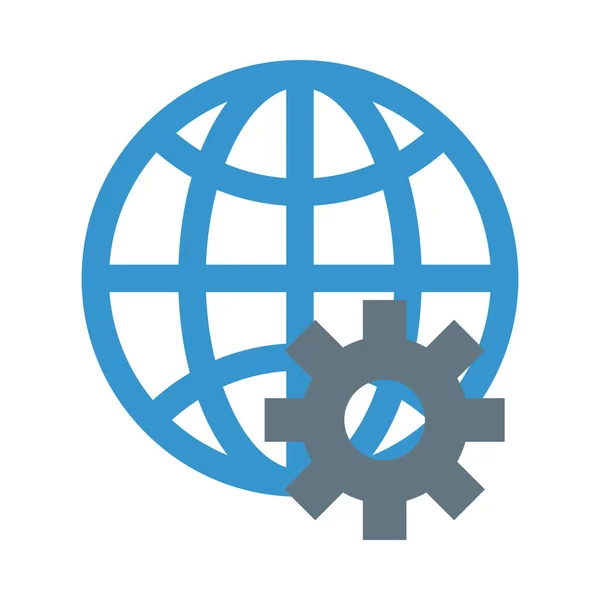 Navegador esfera con engranaje icono de estilo plano — Vector de stock