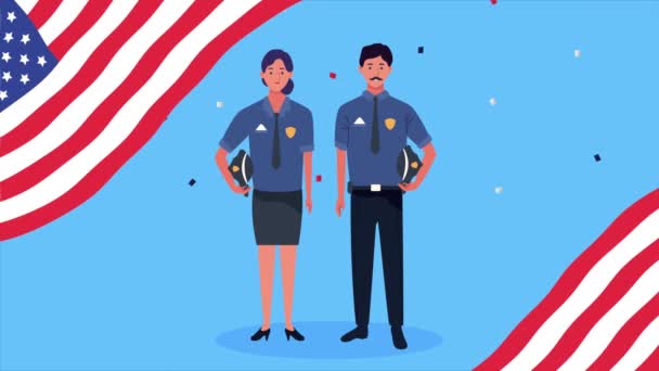 Boldog munkanap ünneplés USA zászló és a politika pár — Stock videók