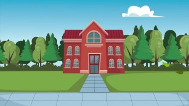 Bina cephesiyle okul animasyonuna geri dön