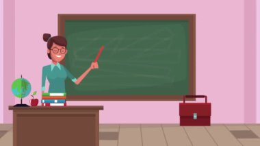 Sınıfta bayan öğretmenle okul animasyonuna geri dönüyorum.