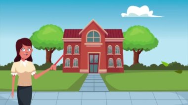 İnşaat işleriyle uğraşan bayan öğretmenle okul animasyonuna geri dönüyorum.