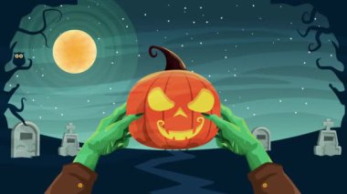 Frankenstein 'ın mezarlıkta balkabağını kaldırdığı Cadılar Bayramı animasyonu sahnen kutlu olsun.