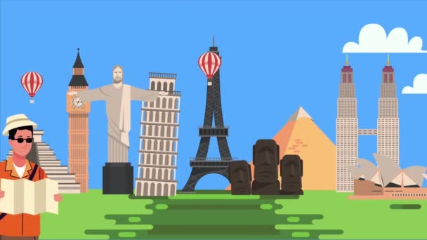 Voyage aux monuments du monde touriste dans le domaine — Video