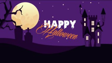 Mezarlıktaki Castle 'la Cadılar Bayramı animasyonu sahnen kutlu olsun.