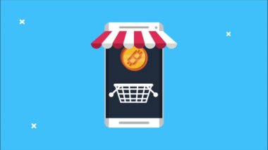 Sepet ve bozuk para dolar ekommerce teknolojisine sahip akıllı telefon aygıtı