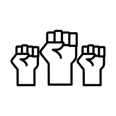 İnsan yumrukları protesto çizgisi simgesini yumrukluyor