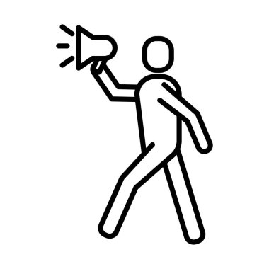 Adam megafon hattı simgesi ile protesto ediyor