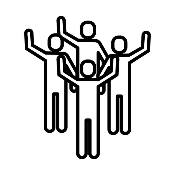 Группа людей, протестующих с поднятыми руками — стоковый вектор