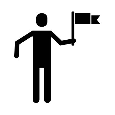 Bayrak siluet biçimi simgesi ile protesto eden adam