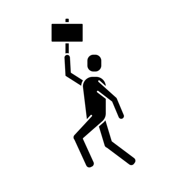 Man protesting with banner silhouette style icon — Stock Vector