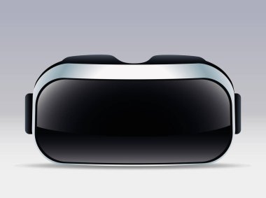 Gri arka planı olan sanal gerçeklik maskesi aksesuarı