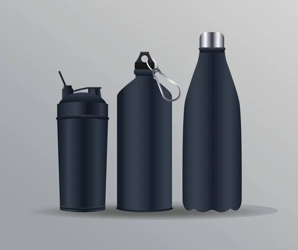 Flaschen Produkte Verpackungen Markensymbole — Stockvektor