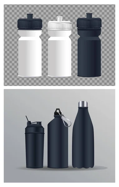 Termoplásticos garrafas de água ícones de marca —  Vetores de Stock