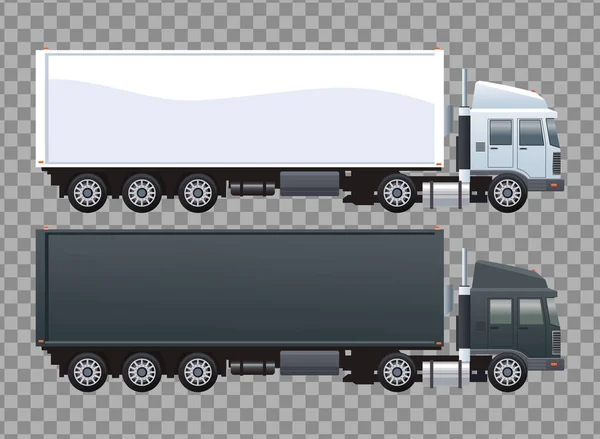 Bílá a černá nákladní vozidla osobní vozidla značky mockup — Stockový vektor