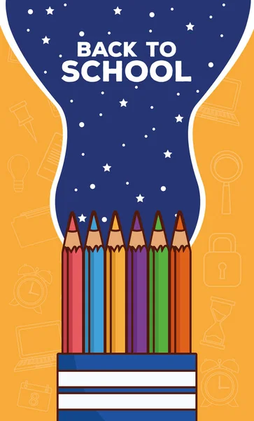 Πίσω στο σχολείο γράμματα με χρωματιστά μολύβια — Διανυσματικό Αρχείο