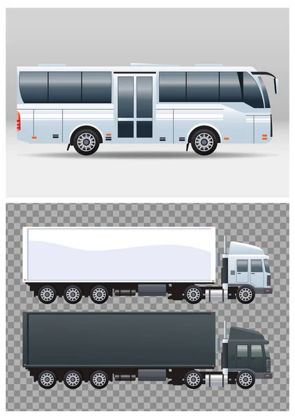 Weiße Bus- und LKW-Farben für öffentliche Verkehrsmittel — Stockvektor