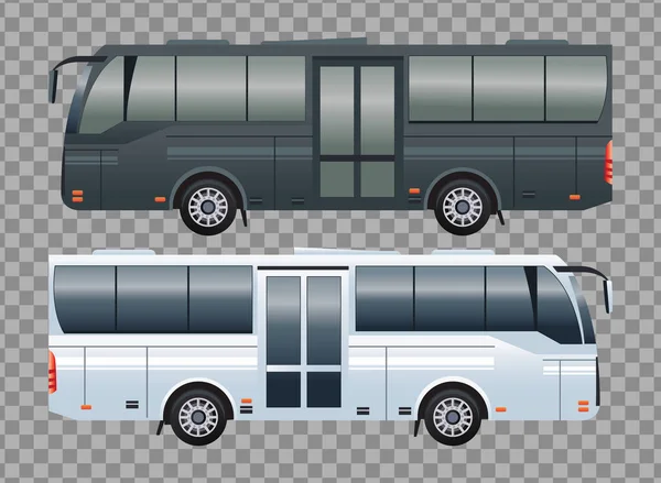 Weiße und schwarze Busse im öffentlichen Verkehr — Stockvektor