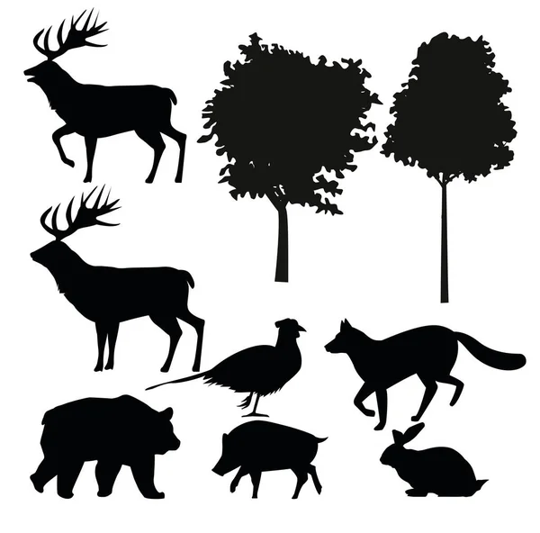 Group of animals silhouettes bundle set icons — Stock Vector