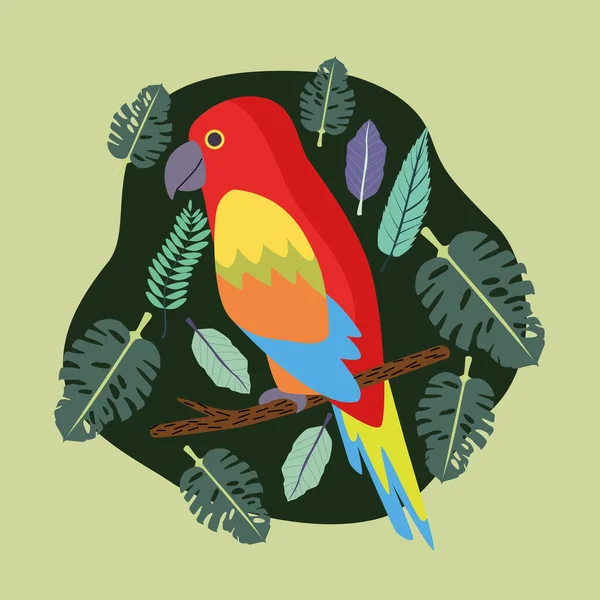 Vacker papegoja fågel exotisk scen — Stock vektor