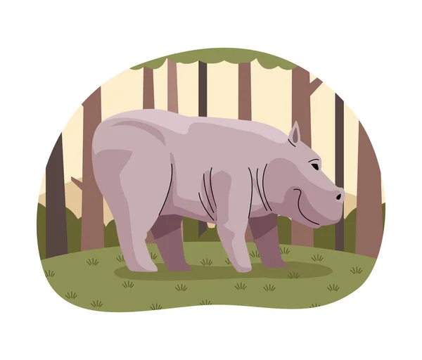 Animal rhinocéros sauvage dans la forêt nature scène — Image vectorielle