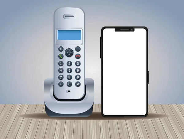 Draadloze telefoon en smartphone-apparaten — Stockvector