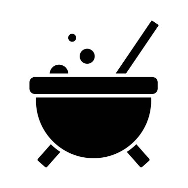 Cadılar Bayramı cadı kasesi siluet tarzı ikon vektör tasarımı