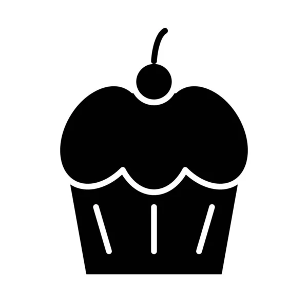 Dulce cupcake silueta estilo icono vector de diseño — Archivo Imágenes Vectoriales