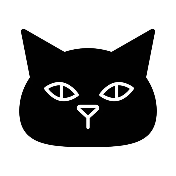 귀여운 고양이 얼굴 실루엣 스타일 아이콘 벡터 설계 — 스톡 벡터