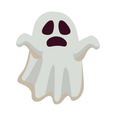 Cadılar Bayramı beyaz hayalet çizgi film vektör tasarımı