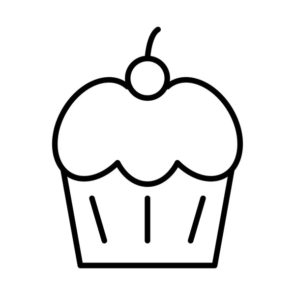 Süße Cupcake Linie Stil-Ikone Vektor-Design — Stockvektor