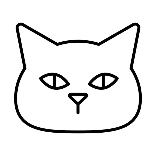 Design de vetor de ícone de estilo de linha de rosto de gato bonito — Vetor de Stock