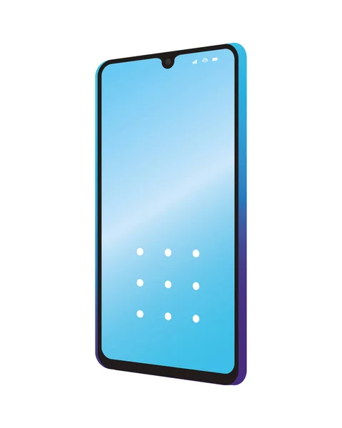 Isoliertes 3D-Smartphone mit blauer Tapete im Vektordesign — Stockvektor