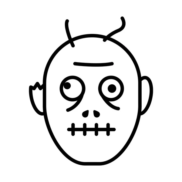 Halloween zombie línea de dibujos animados icono de estilo diseño de vectores — Archivo Imágenes Vectoriales