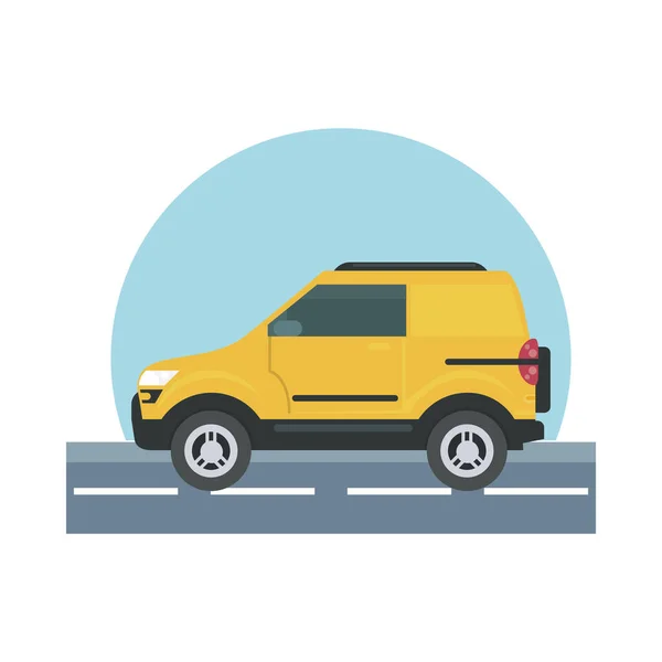 Sarı araba sokak vektör tasarımında — Stok Vektör