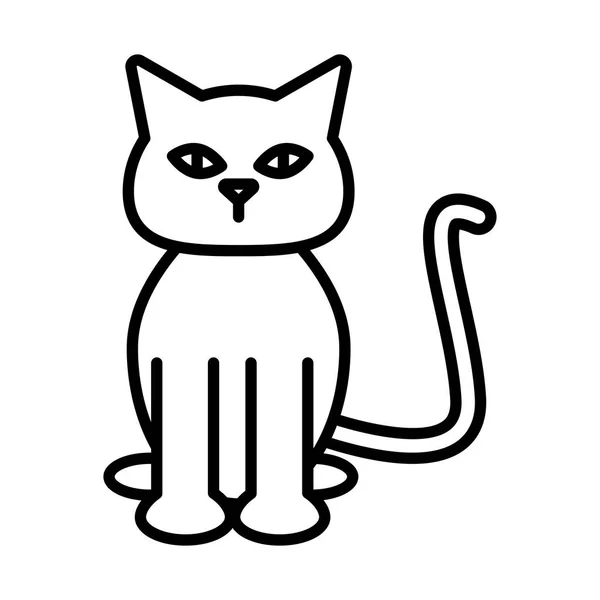 Design de vetor de ícone de estilo de linha de gato bonito — Vetor de Stock