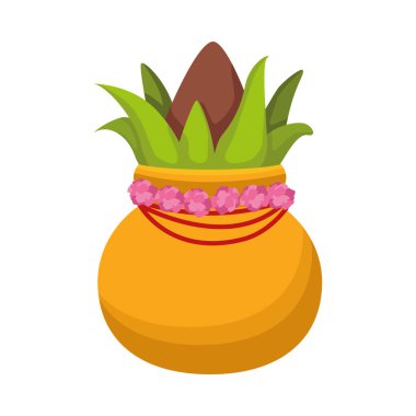 Vazo vektör tasarımında izole edilmiş diwali lotus çiçeği