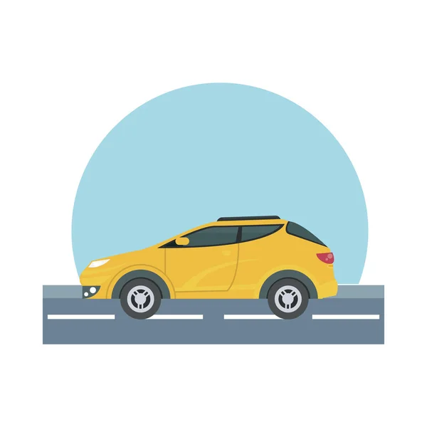 Sarı araba sokak vektör tasarımında — Stok Vektör