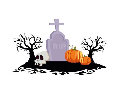 Cadılar Bayramı kabakları mezarlık vektör tasarımında
