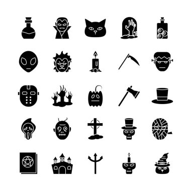 Cadılar Bayramı siluet biçimi grup vektör tasarımı