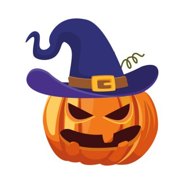 Cadılar bayramı balkabağı çizgi filmi şapka vektör tasarımı