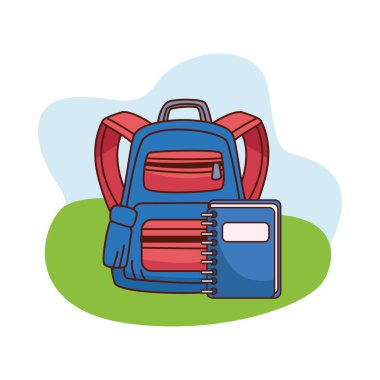 Not defteri vektör tasarımlı okul çantası